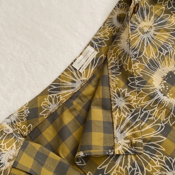 Urban Outfitters | Boho Academia Pleated Plaid Floral Mini Wrap Front Skirt (M) - Picture 8 of 16